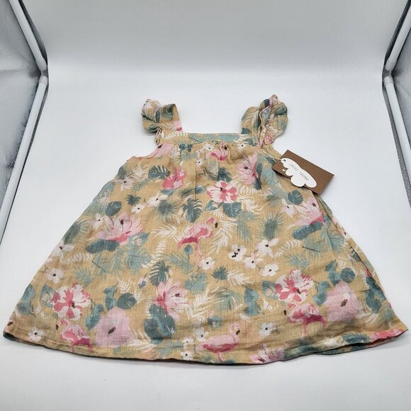 Angel Dear Baby 12-18M Floral Tropical Flamingo Sun Dress Romper w/Diaper Cover - Picture 3 of 7